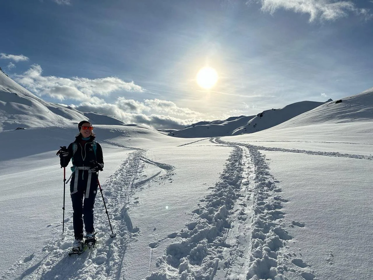  Im letzten Sonnenlicht zur Hütte | © DAV Wangen
