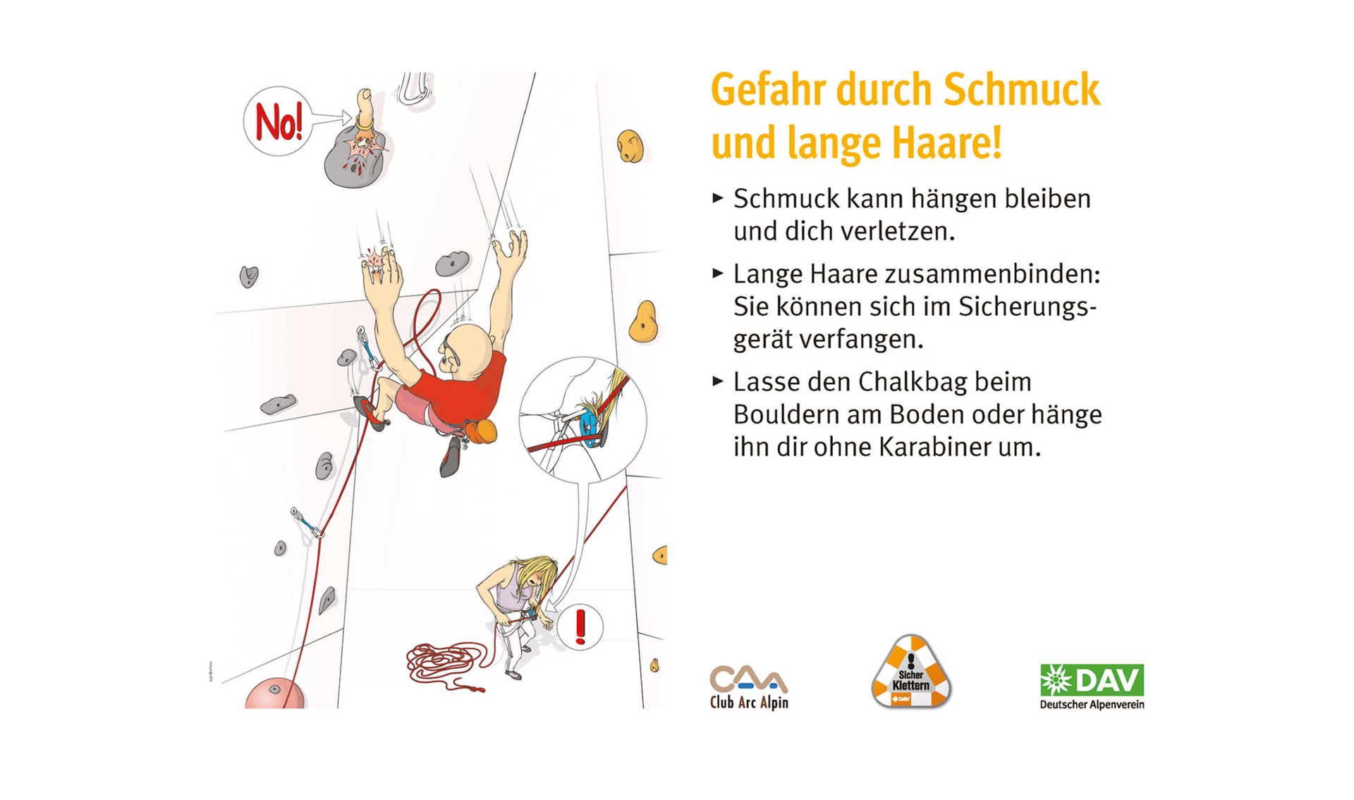 Hallenregeln für Klettern vom DAV. | © DAV Hallenregeln für Klettern vom DAV. Regel Nummer zehn: Handy, Musik und Tiere stören | © DAV