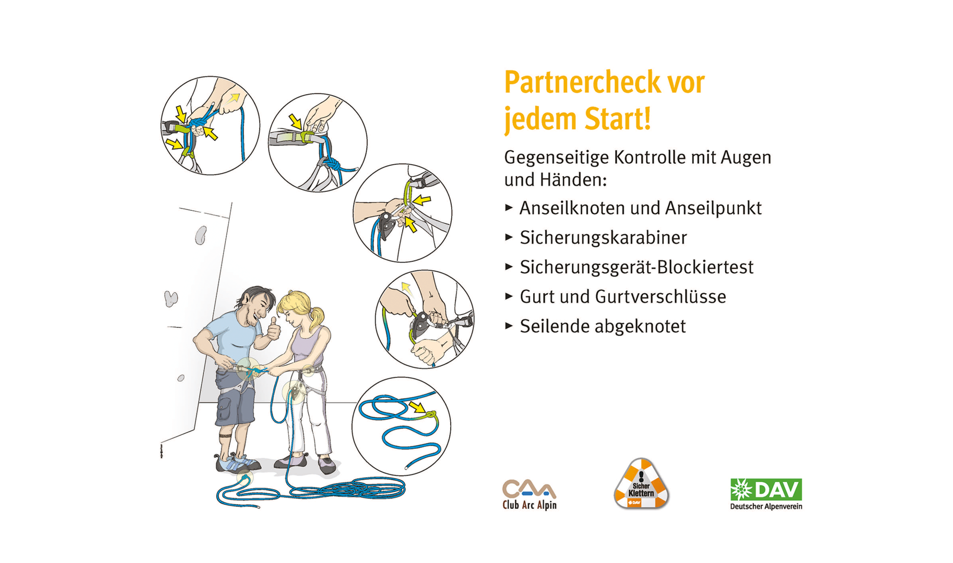 Kletter-Regeln: Sicher an der Kletterwand | © DAV Kletterregel Nummer zwei: Partnercheck vor jedem Start | © DAV