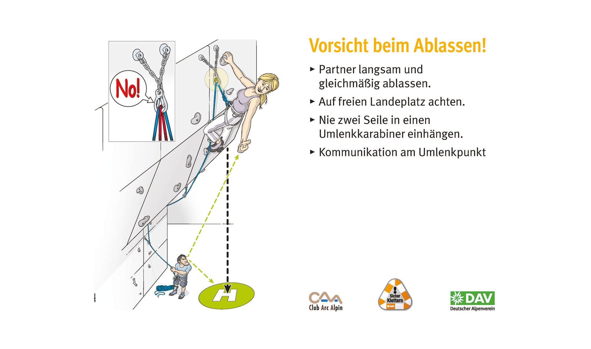 Kletter-Regeln: Sicher an der Kletterwand | © DAV Kletterregel Nummer acht: Vorsicht beim Ablassen | © DAV