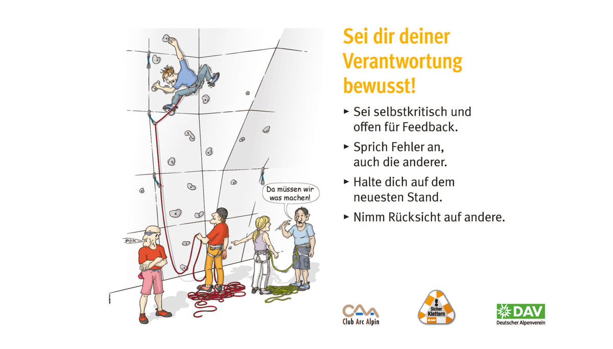 Kletter-Regeln: Sicher an der Kletterwand | © DAV Kletterregel Nummer zehn: Sei dir deiner Verantwortung bewusst | © DAV