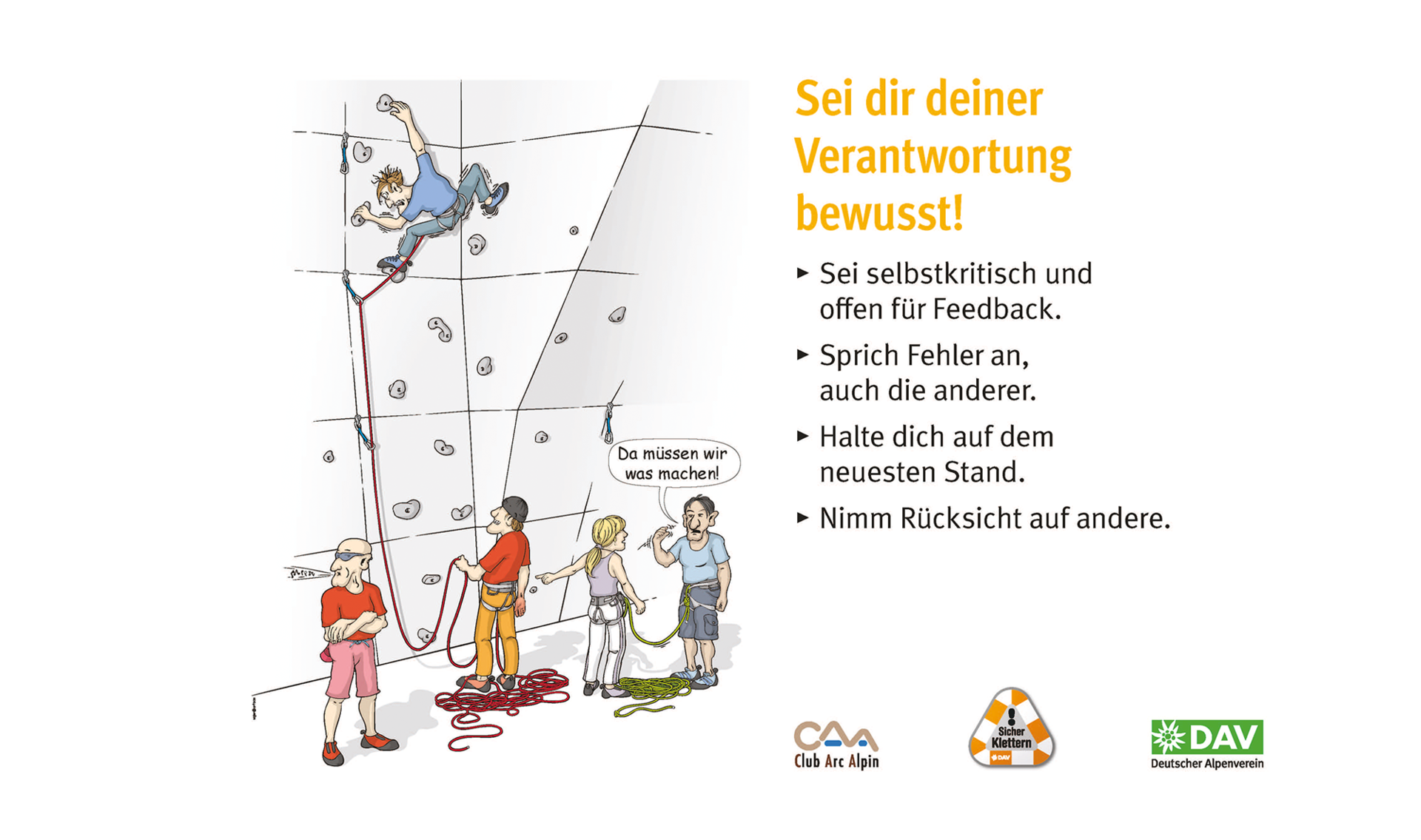 Kletter-Regeln: Sicher an der Kletterwand | © DAV Kletterregel Nummer zehn: Sei dir deiner Verantwortung bewusst | © DAV